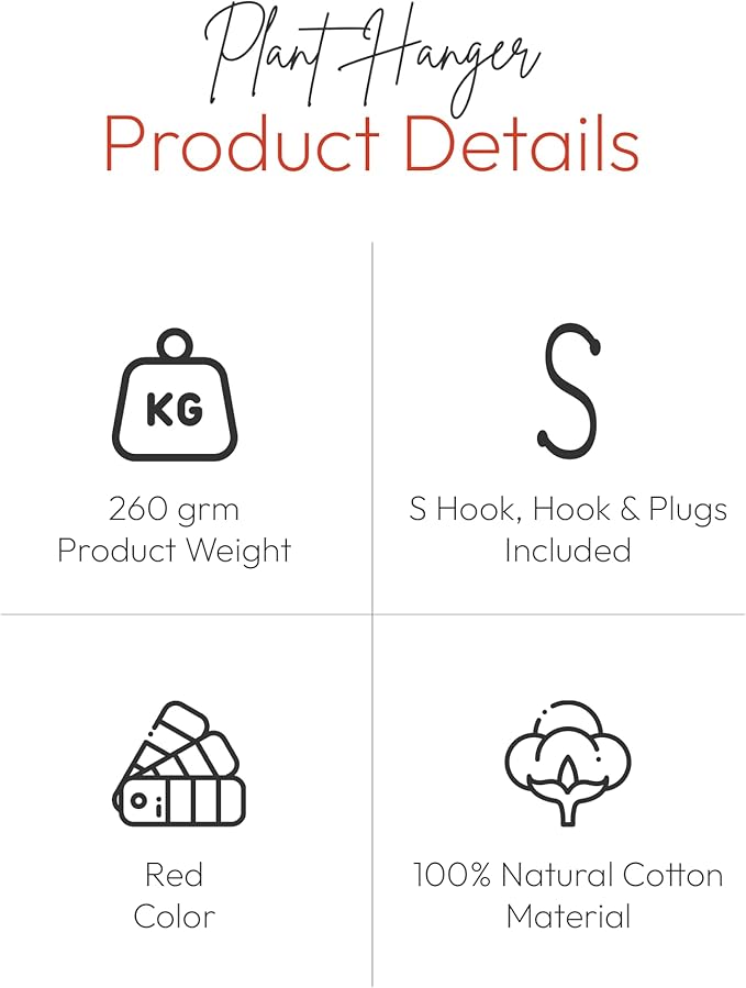 Macrame Plant Hangers Indoor Macrame Hanging Planters for Indoor Plants - 6 Pack Hanging Plant Holders Indoor Hanging, Macromay Plant Hangers for Indoor Plant Hanger, Boho & Home Decor (Red)