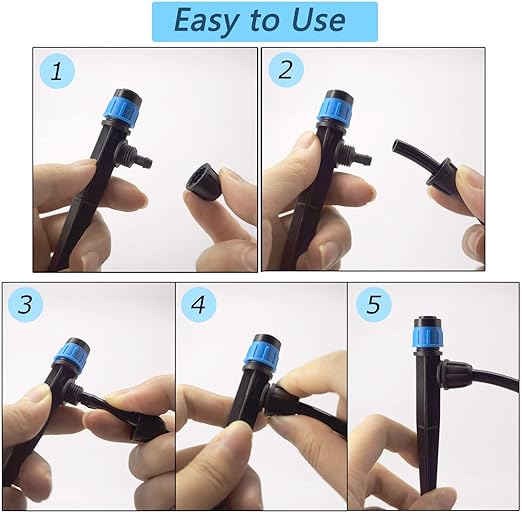 100Pcs Drip Irrigation Emitters with Lock, Adjustable 360 Degree Water Flow Irrigation Drippers for 1/4" Drip Irrigation Tubing, Micro Spray Drip System Parts for Garden Irrigation System