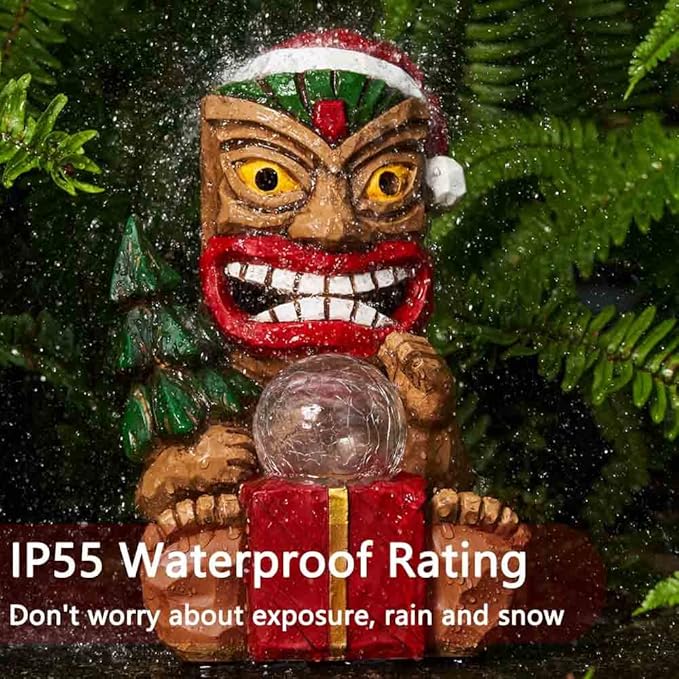 Outdoor Garden Decor-Christmas Tiki Totem Statues Light Beautiful Gift-Giving for Your Indoor Christmas & Holiday Decorations(9.65“)