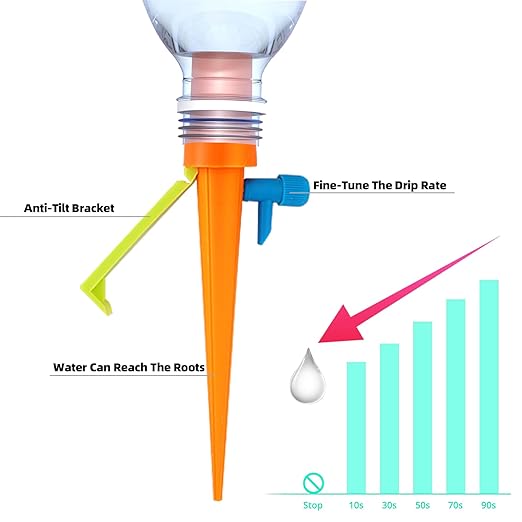 Self Watering Planter Insert Devices, Garden Automatic Watering System, Plant Watering Spikes for Outdoor Plants, Potted Plant Watering System for Vacation(16 PCS)