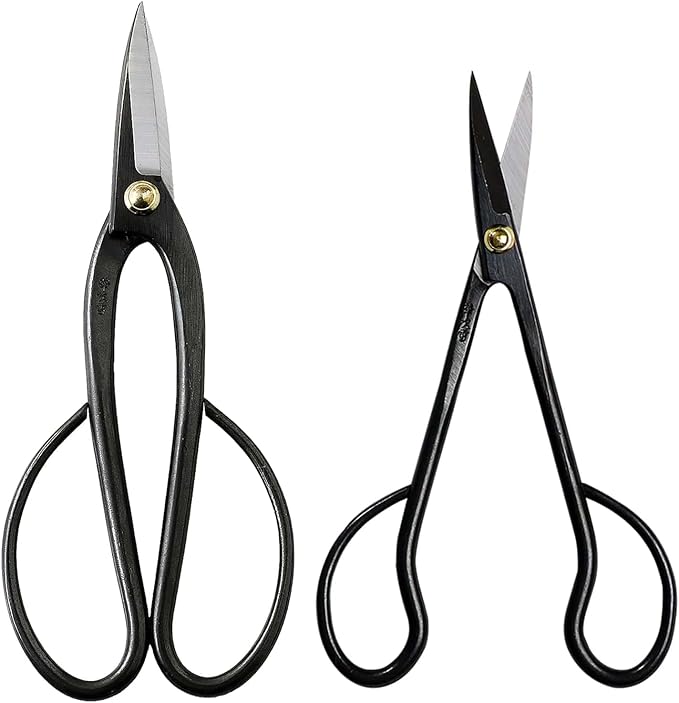Wazakura Bonsai Pruning Scissors Tool Set Made in Japan, Japanese Trimming Shears Starter Kit - Ashinaga Bonsai Scissors and Satsuki Trimming Scissors Pack (Ashinaga + Satsuki Bonsai Scissors)