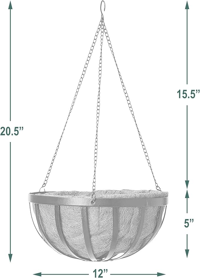 Arcadia Garden Products CB42 12" Solstice Round Hanging Basket, Black
