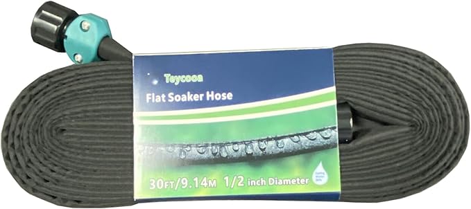 Garden Flat Soaker Hose 30 Ft for Garden Beds, Water Hose Linkable Irrigation System Lightweight and Easy Gardening Yard Work Watering Plants and Flowers
