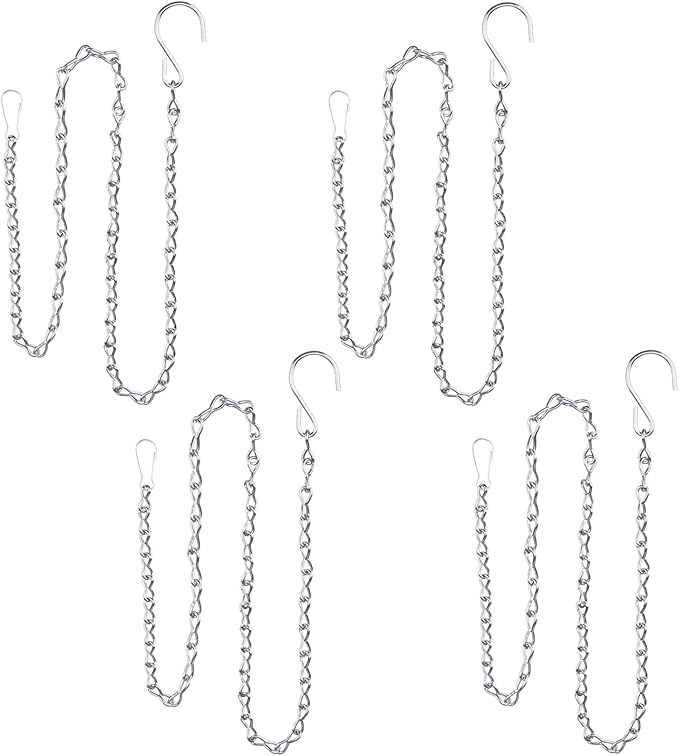 4 Pack 35 Inch Silver Hanging Chain for Hanging Bird Feeders, Bird Houses, Planters, Baskets, Birdbaths, Lanterns, Wind Chimes, Billboards, Signs and Ornaments