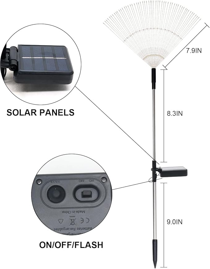 Solar Garden Lights Solar Firework Lights Outdoor Waterproof 4 Pack Solar Powered Art Stake Twinkle Lighting 180 LED Sparklers Solar Lights for Yard Pathway Patio Outside Party Decorations (White)
