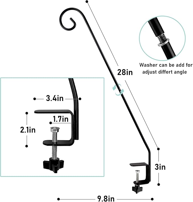 MIXXIDEA Heavy Duty Deck Rail Pole Deck Hook, Extensible and Adjustable Deck Hook for Hanging Bird Feeder, Plants, Suet Baskets,Wind Chimes,Lanterns