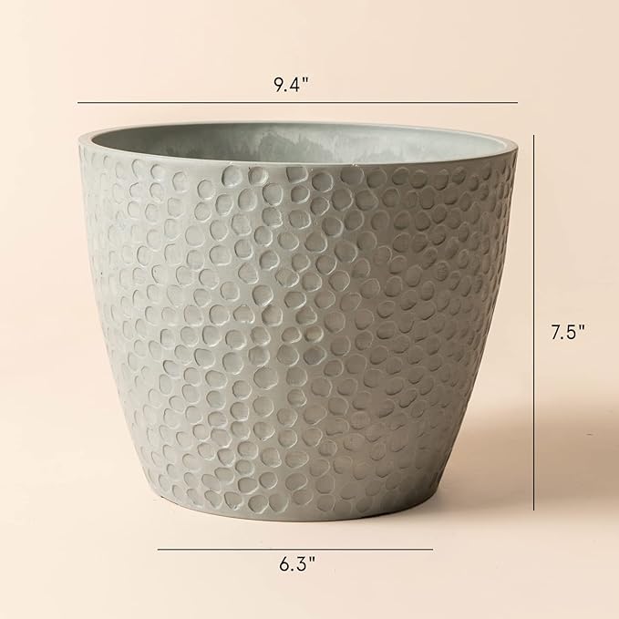 LA Jolie Muse 9.4 inch Planter Pot for Indoor and Outdoor Plants, Modern Chic Planter,Honeycomb Pattern,Storm Gray