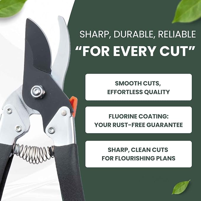 Saboten 7.9" Japanese Pruning Shears - forest Originals, Premium Steel Blades, Made in Japan, Rust Resistant, Gardening Scissors with Duracon Safety Lock