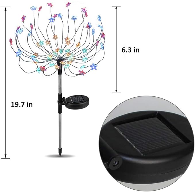 DIY Solar Garden Lights ETL Certified, Solid/Flash Color Changing LED Solar DIY Flowers Stars Lights Outdoor, RockyMars Waterproof Solar Powered Pathway Lights for Path Lawn Walkway Patio Yard, 2 Pack