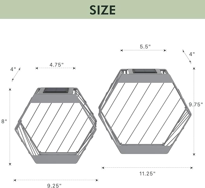 Grand patio Outdoor Leiden LED Solar Hexagon Wall Sconce Planter, with Dusk to Dawn Sensor Decor Wall Lighting for Garage Doorway Patio Yard, Cement Grey(S-Linear)