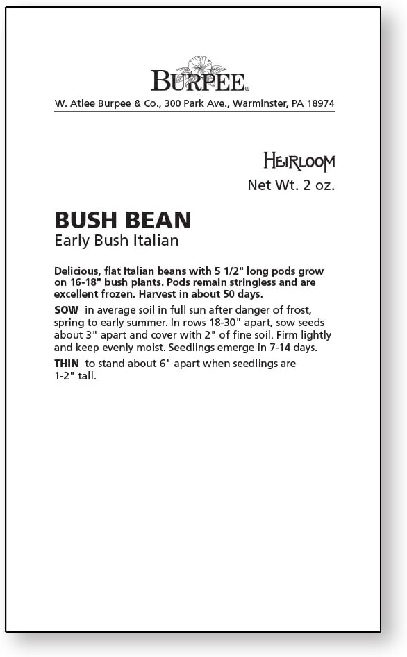 Burpee Early Italian Bush Bean Seeds 2 ounces of seed