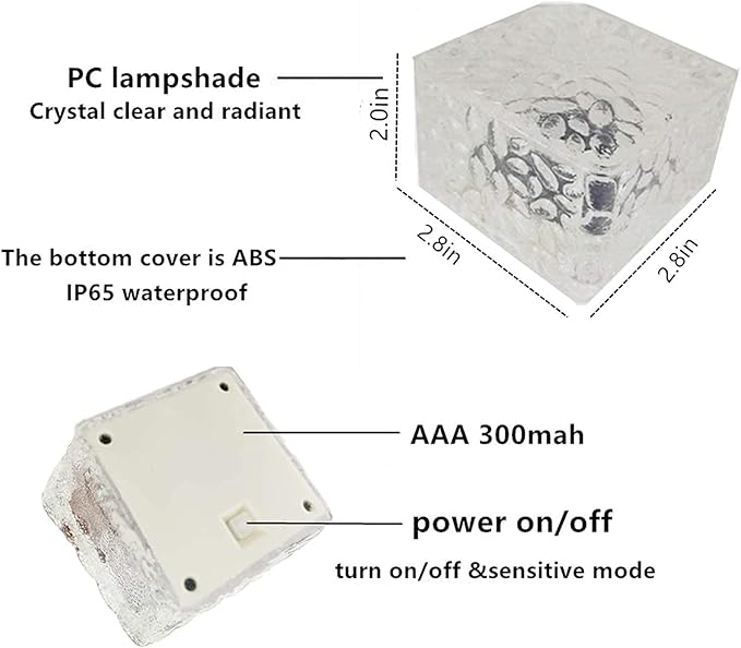 Solar Brick Lights - Outdoor Waterproof Patio Decor, 2.8 * 2.8in Garden Lights for Outside 4 Packs, Patio, Yard, Walkway, Pathway