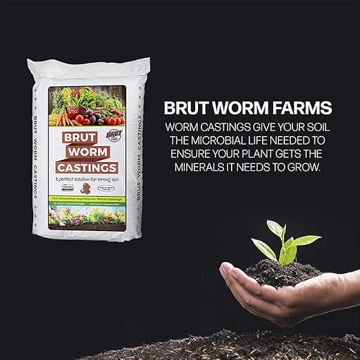 Brut Organic Worm Castings – 5 LB – Garden's Elixir for Thriving Blooms & Harvests!
