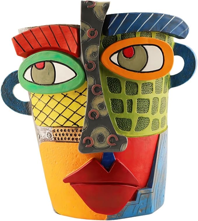 Brutalist Abstract Face Planters Pots Head, Unique Abstract Flower Pot, Funny Planters Decoration Flower Resin Face Flower Pot for Indoor and Outdoor Plants Colorful Funny Room Decor (Modern)