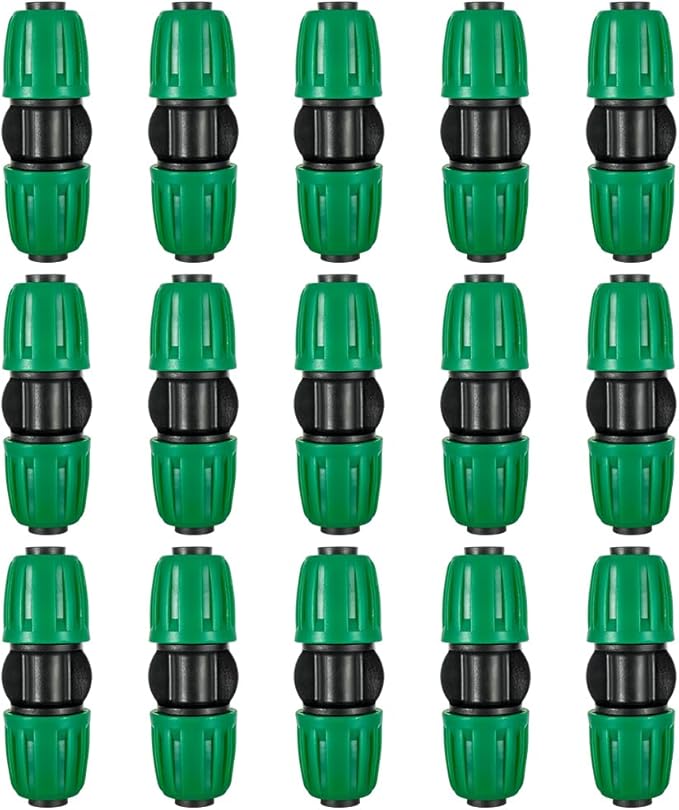 1/2 inch Tubing Straight Coupling(1/2" ID x0.6-0.63" OD) Pond Irrigation Tubing Fittings - Barbed Locked Nuts Connectors (15PCS)