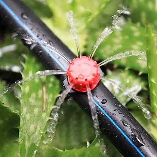 100 Pcs 360 Degree Adjustable Irrigation Drippers Sprinklers, 1/4 Inch Emitters Drip for Watering System Drip Irrigation System Gardens Lawn