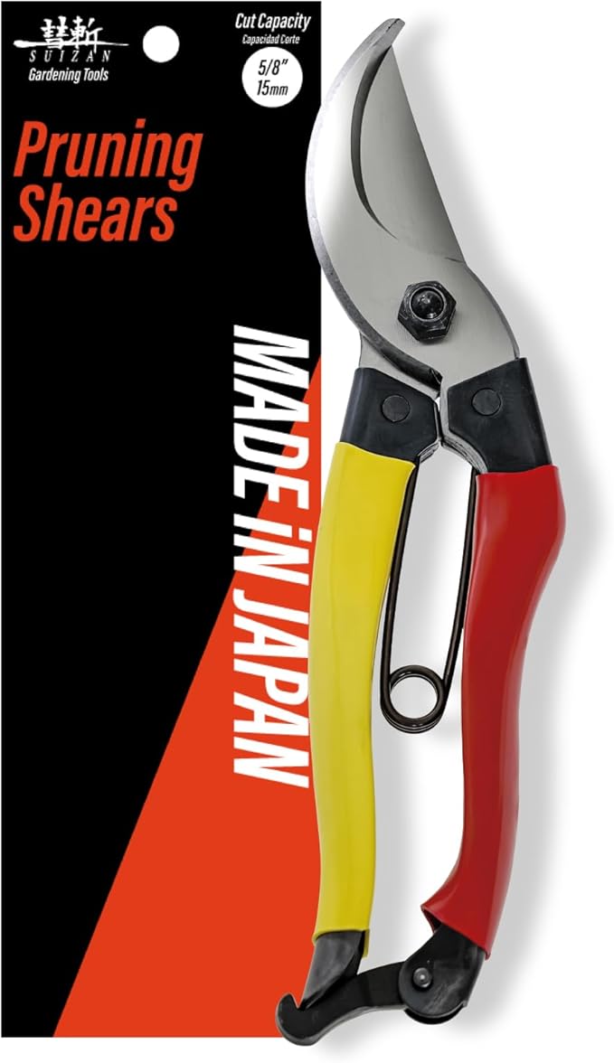 SUIZAN Bypass Pruning Shears 8” - Professional Japanese Hand Pruners Garden Scissors Gardening Tools