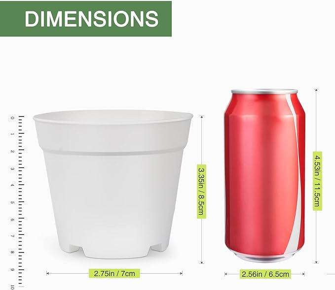 24 Pcs 4 Inch Plant Pots with Drainage Holes and Saucers for Indoor Plants, Plastic Small Flower Nursery Pots Seed Starting Pots for Plants Succulent, White