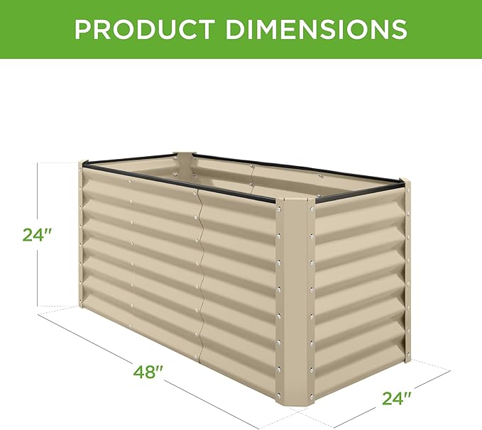 Best Choice Products 4x2x2ft Outdoor Metal Raised Garden Bed, Deep Root Planter Box for Vegetables, Flowers, Herbs, and Succulents w/ 119 Gallon Capacity - Beige