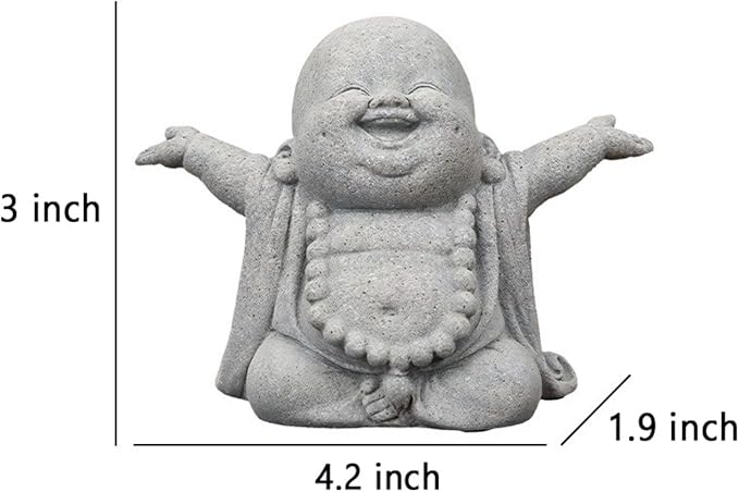 OwMell Japanese Jizo Monk Statue Praying, Buddha Jizo Statue Figurine Memorial Statue Aquarium Decoration for Garden Outdoor Ornament 2.6" - Laughing Buddha