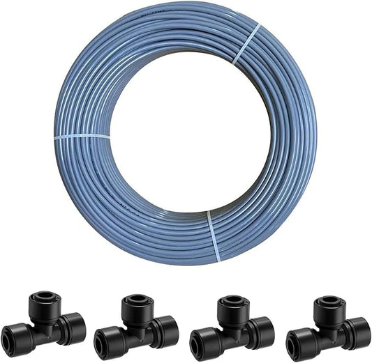 1/4 Inch Drip Hose,65Foot Gray Drip Hose for DIY Garden Irrigation Systems,Hydroponics,Spray Hose,Drip Emitter,or as a Blank Distribution Tube for any Garden Project(20 m)