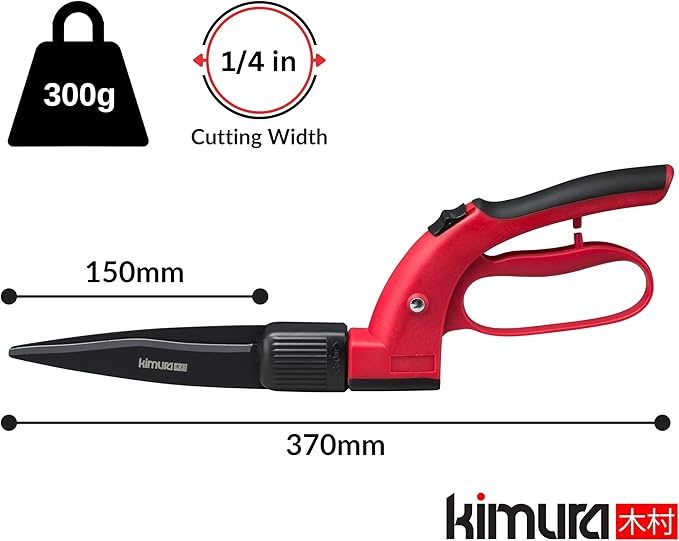 Kimura® Pro Grass Shears - Premium Lawn Shears with 360° Rotating Head, Japanese SK5 Steel Blades, Lightweight, Ergonomic TPR Coated Handles, Garden Shears for Edging and Trimming - 15" Grass Clippers