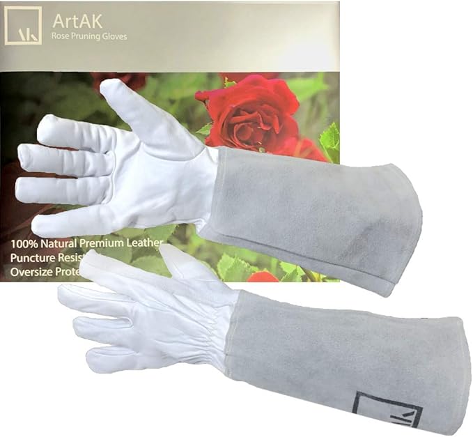 Rose Pruning Gloves Gauntlet Garden Gloves Leather Long Gardening Gloves for Women Rose Gloves Cut Proof Work Gloves White Garden Gloves for Rose Gardening Gloves Rose Bushes Ready to Plant Cowhide S