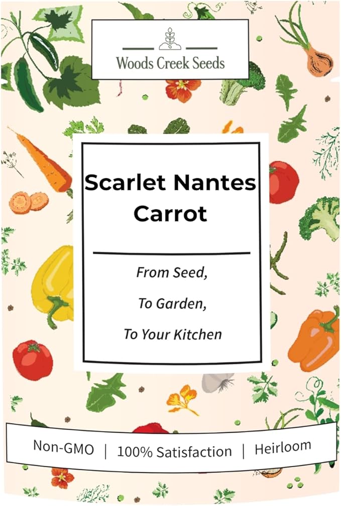 Scarlet Nantes Carrot Seeds for Planting, Over 2,800 Seeds for Growing Indoors or Outdoors – Non-GMO, Heirloom – Woods Creek Seeds