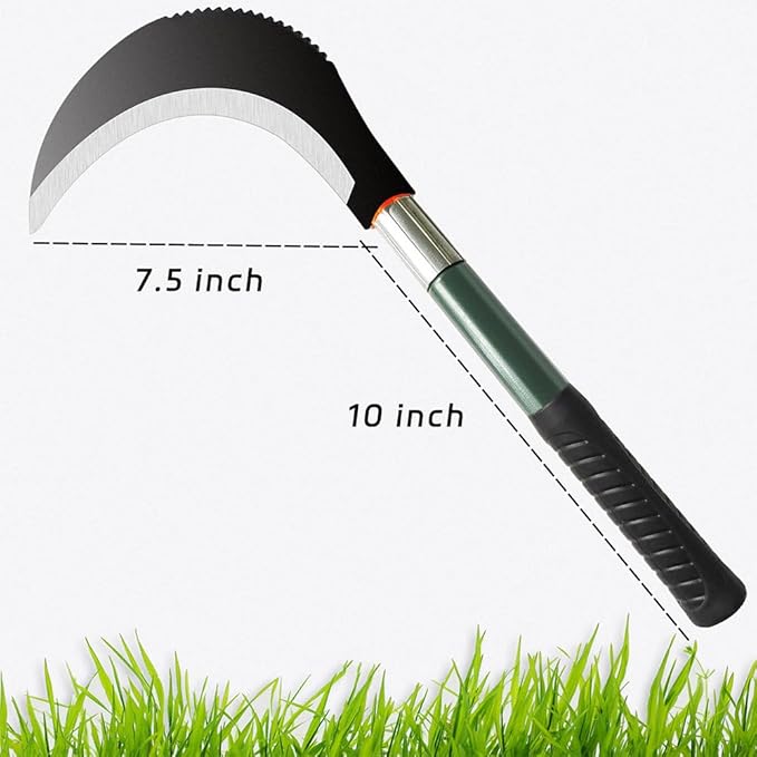 Hand Sickle Garden Tool,Steel Blade Grass Sickle,Multipurpose Scythe Tool Weeding Tools Gardening Very Sharp Edge Quick for Yard Work (Black)