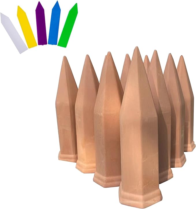 Clay Plant Watering Equipment Holiday Plant Wine Bottle Drinker Slow-Release Plant Watering Head is an Automatic Watering Device, Suitable for Indoor and Outdoor Plants (PVC Label, Random Gift) (10)