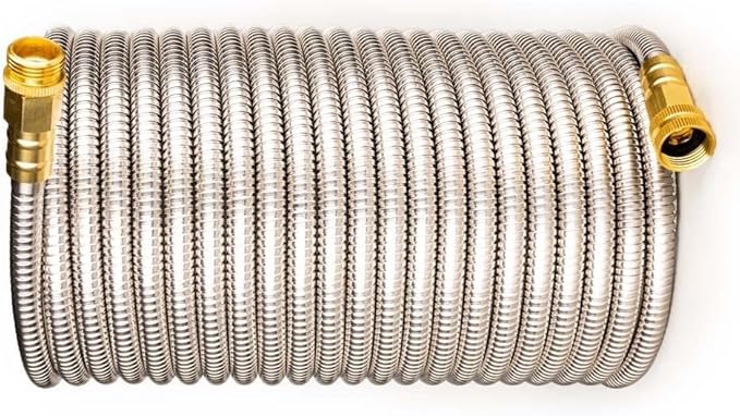 Stainless Steel Garden Hose: Durable Quality Metal with High-pressure Water Output for Gardeners(50FT)