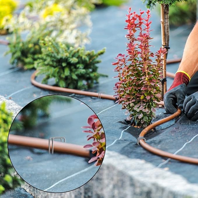 HongWay 240 Pack 6 Inch Landscape Staples, Garden Staples Galvanized Landscaping Fabric Pins 11 Gauge U-Shaped Yard Staples Ground Stakes for Lawn Fence Tent Gardening Outdoor Decorations