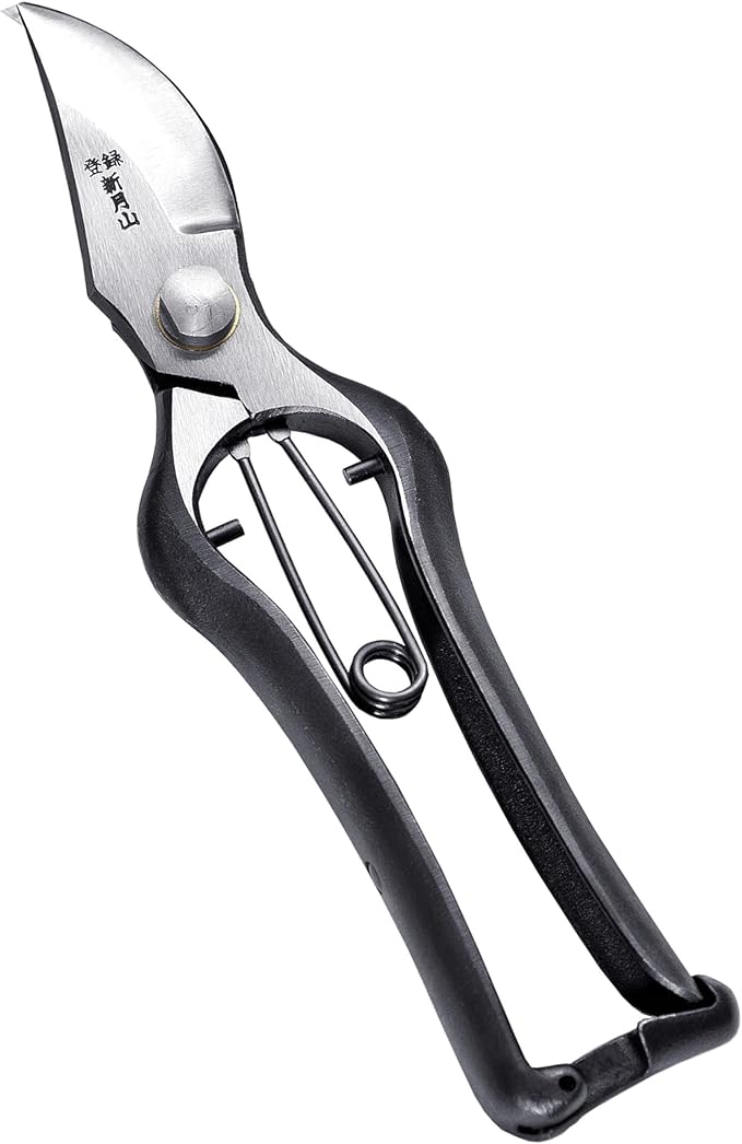 Japanese Pruning Shears for Gardening 8”, Professional Heavy Duty Bypass Pruners, Hand Forged Japanese Carbon Steel Blade, Spring Loaded Handle, Made in Japan