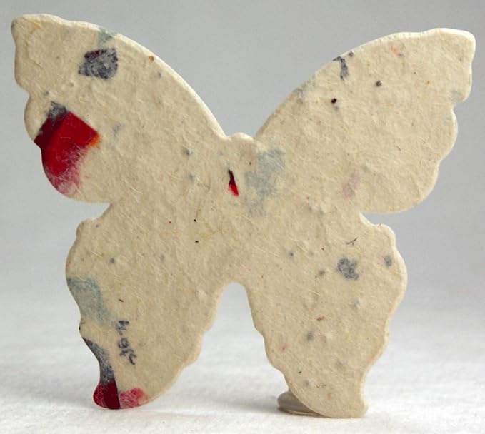 Of The Earth Handmade Paper - Wildflower Seed Paper Butterfly Shape - Large 3" - Set of 24 (47s Junk Mail)