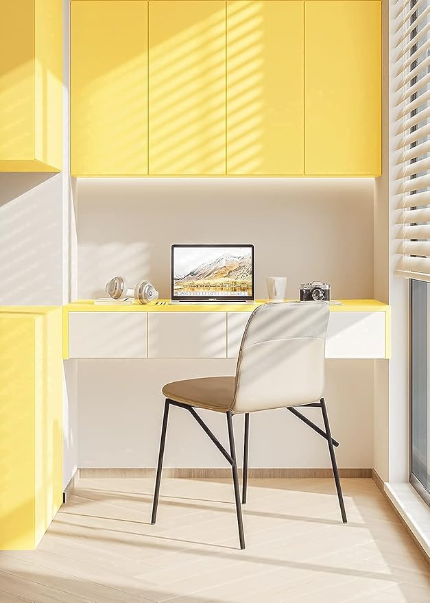 Dimoon 78.7''x17.7'' Yellow Peel and Stick Wallpaper Contact Paper Modern Self Adhesive Wall Paper Removable Renter Friendly Textured Solid Color Shelf Cabinet Vinyl Roll (78.7''x17.7'',Yellow)