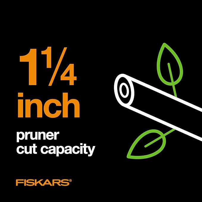 Fiskars 7-16 ft. Extendable 2-in-1 Pruner and Pole Saw For Tree Trimming, Tree Trimmer with Chain-Drive for Cutting Branches up to 1.25" Diameter with More Power, Garden Tools