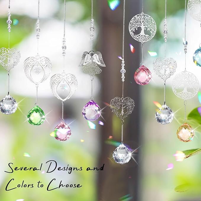 Sympathy Gift Modern Grief Gift for Lose of Loved Ones, Memorial Suncatcher with 40mm Crystal Ball, Sorry for Your Lose Rainbow Maker, Bereavement Gift Idea Angel Wings Design, Pink