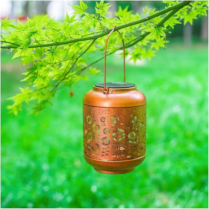 Sunflower Solar Lanterns Outdoor Waterproof Hanging Solar Lights Sunflower Gifts for Women Men Mom Metal Decorative LED Outdoor Lanterns for Patio,Lawn,Landscape, Garden Decor, Yard Decoration