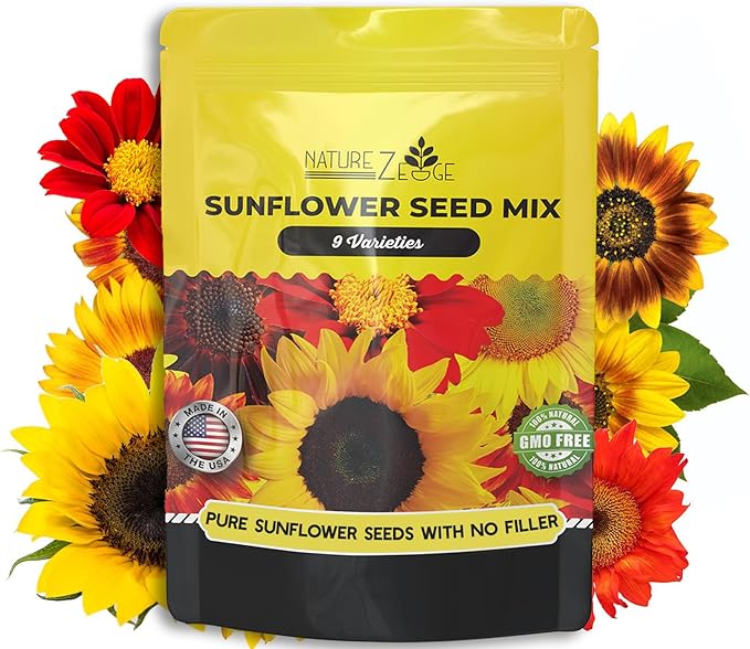 NatureZ Edge 5200+ Sunflower Seeds for Planting Bulk Variety Pack, Get More Sunflower Seeds to Plant, from Dwarf Sunflowers to Giant Sunflower Seeds, Includes Mammoth Sunflower Seeds, Non-GMO