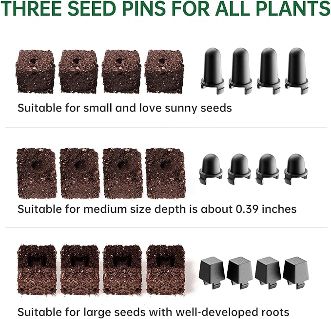 Soil Blocker, 2 Inch Soil Block Maker with 3 Sizes Seed Pins & Comfortable Handle 4 Cell Handlheld Soil Blocking Tool for Seed Starting, Grow Seedling, Outdoor Plants, Greenhouses, Garden