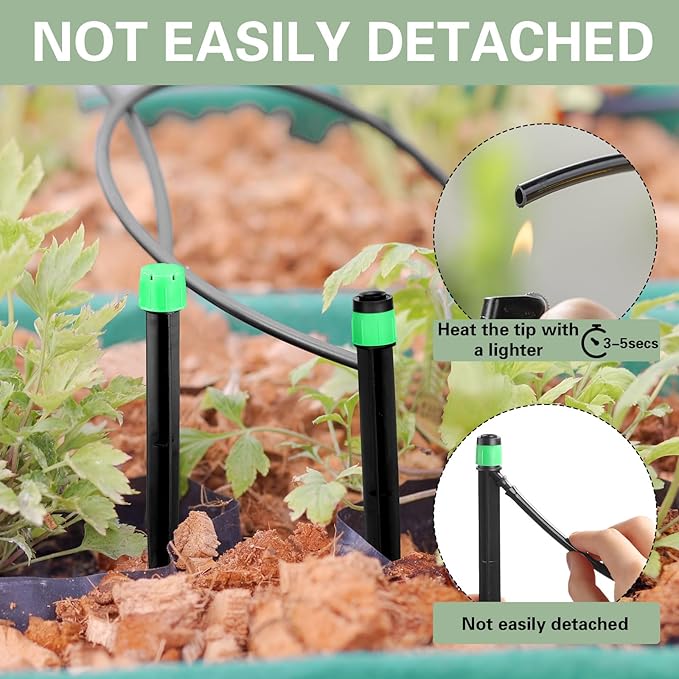 32 Pcs Drip Irrigation Emitters Drip Emitters for 1/4 Inch Tubing Irrigation Drippers Sprayer Adjustable 360 Degree Water Flow Drip for Garden Lawn Flower Bed Irrigation System (Green)