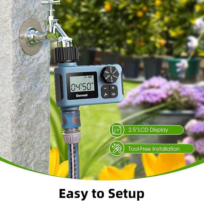 Hose Timer, Water Timer for Garden Hose Faucet, Sprinkler Timer Outdoor, Irrigation Timer with Rain Delay/Manual for Garden/Outdoor Hose, Yard, Lawns, 1 Outlet