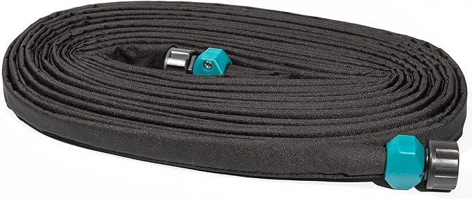 LINEX Flat Soaker Hose 1/2" x 75 ft for Garden Beds Drip Hoses Irrigation Sprinkler Heavy Duty Save Water 80%