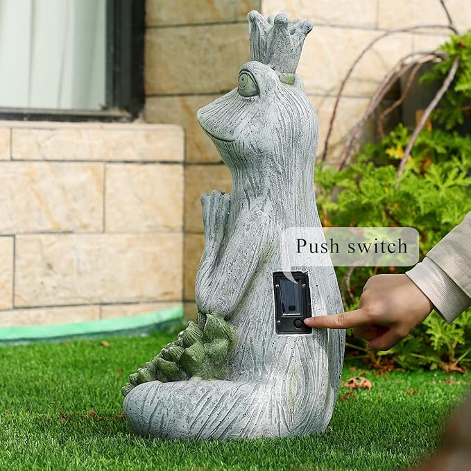Large Garden Statue Yoga Frog Sustainable Eco-Friendly Solar Lights with LED Sustainability Sculpture Courtyard Balcony Home Decoration(20" Tall