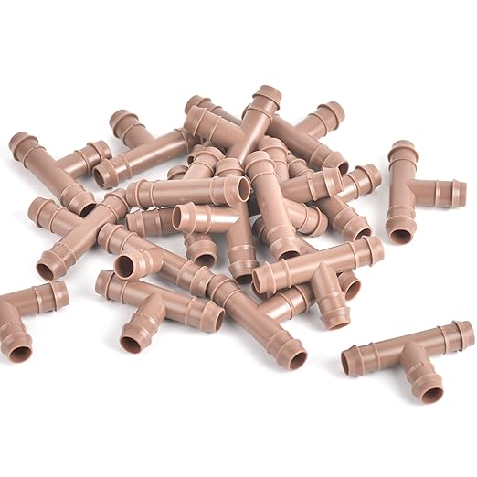 Drip Irrigation Tee Fittings For 1/2" Drip Tubing, OD 17mm Barbed Connectors, Drip Line Tee Parts For Garden Irrigation Sprinkler System-20Pcs/pack