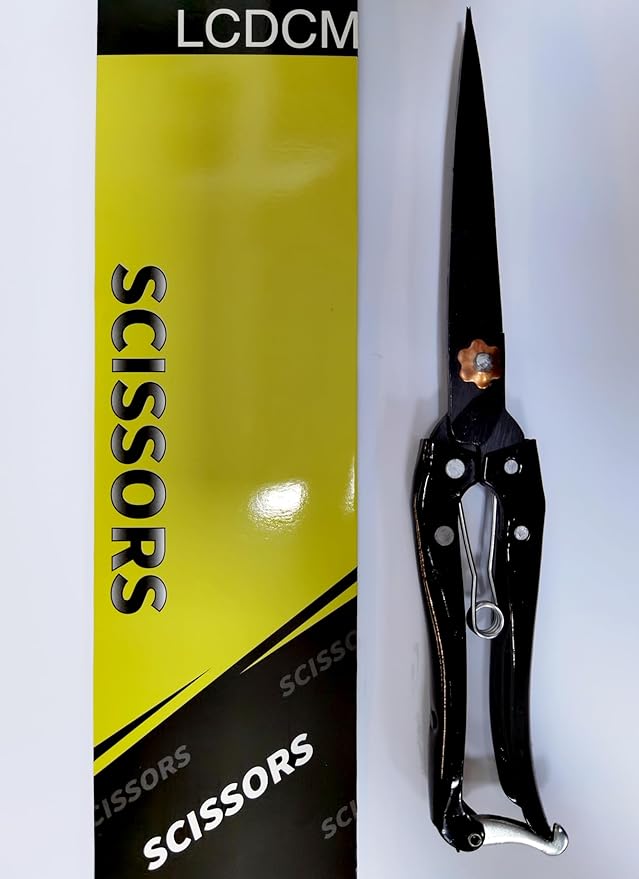 Grass Shear Sheep Shear Alpaca Shear - Coated Wear-Resistant Handle, Manganese Steel Double Blade, Strong Spring Suitable For Cattle And Sheep and Horse Hair Hand-Cut (Black 10.2 inches)