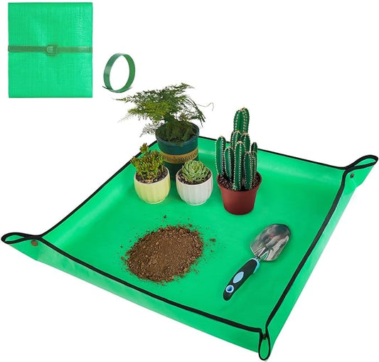 Repotting Mat for Indoor Plant Transplanting and Mess Control 27"x 27" Thickened Waterproof Potting Tray Foldable Succulent Potting Mat Portable Gardening Mat Garden Gifts for Women & Men