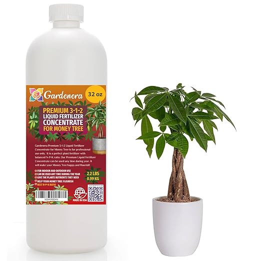 Premium Liquid Money Tree Plant Fertilizer - 3-1-2 Concentrate for Indoor Plants and Flowers by Gardenera | Organic Plant Food for Money Tree - 32oz