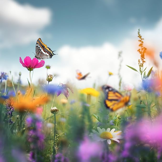 Hummingbird and Butterfly Wildflower Seed Mix, Covers 325 Sq Ft, 23 Flower Varieties, Over 60,000 Seeds - Created By Nature