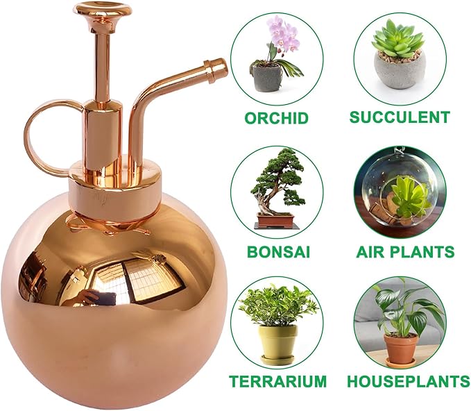 Plant Mister Spray Bottle Stainless Steel Plant Sprayer, Small Watering can Plant Spray Bottle Modern Gardening Tools for Indoor Potted Plants Watering and Spraying